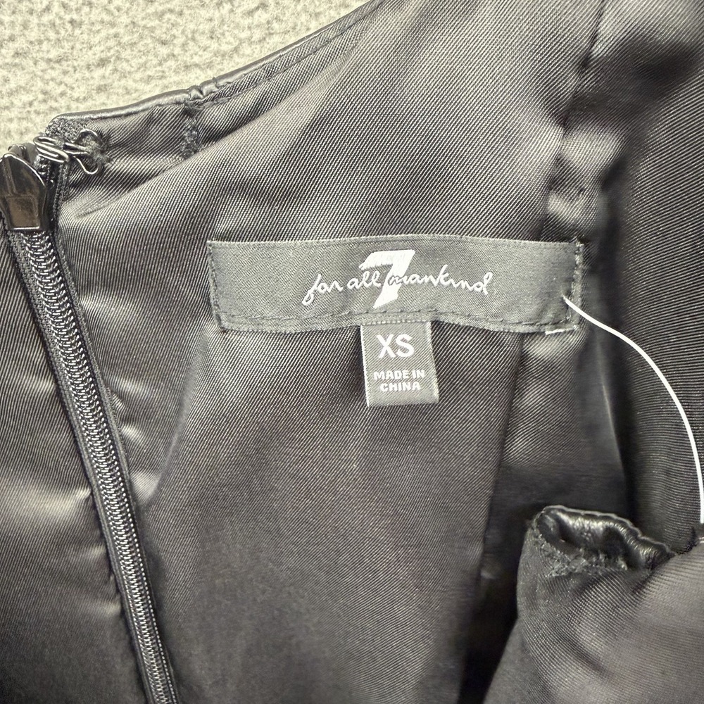 7 For All Mankind Vegan Leather Grunge Midi Dress Size XS Black Sleeveless NWOT - Picture 3 of 12